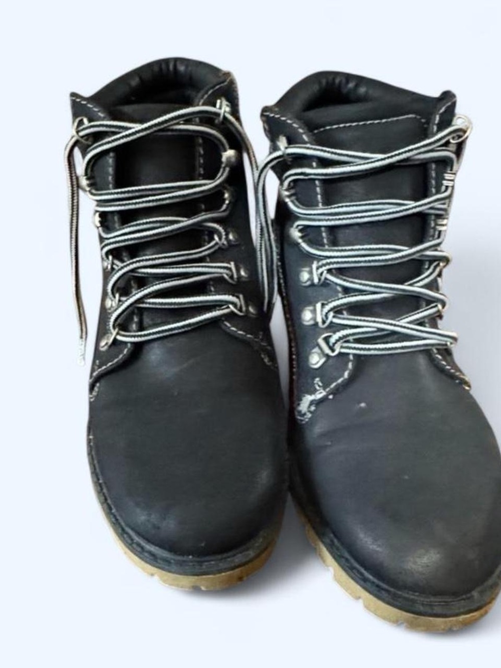 Soda Black Lace-Up Ankle Boots with Tan Outsole